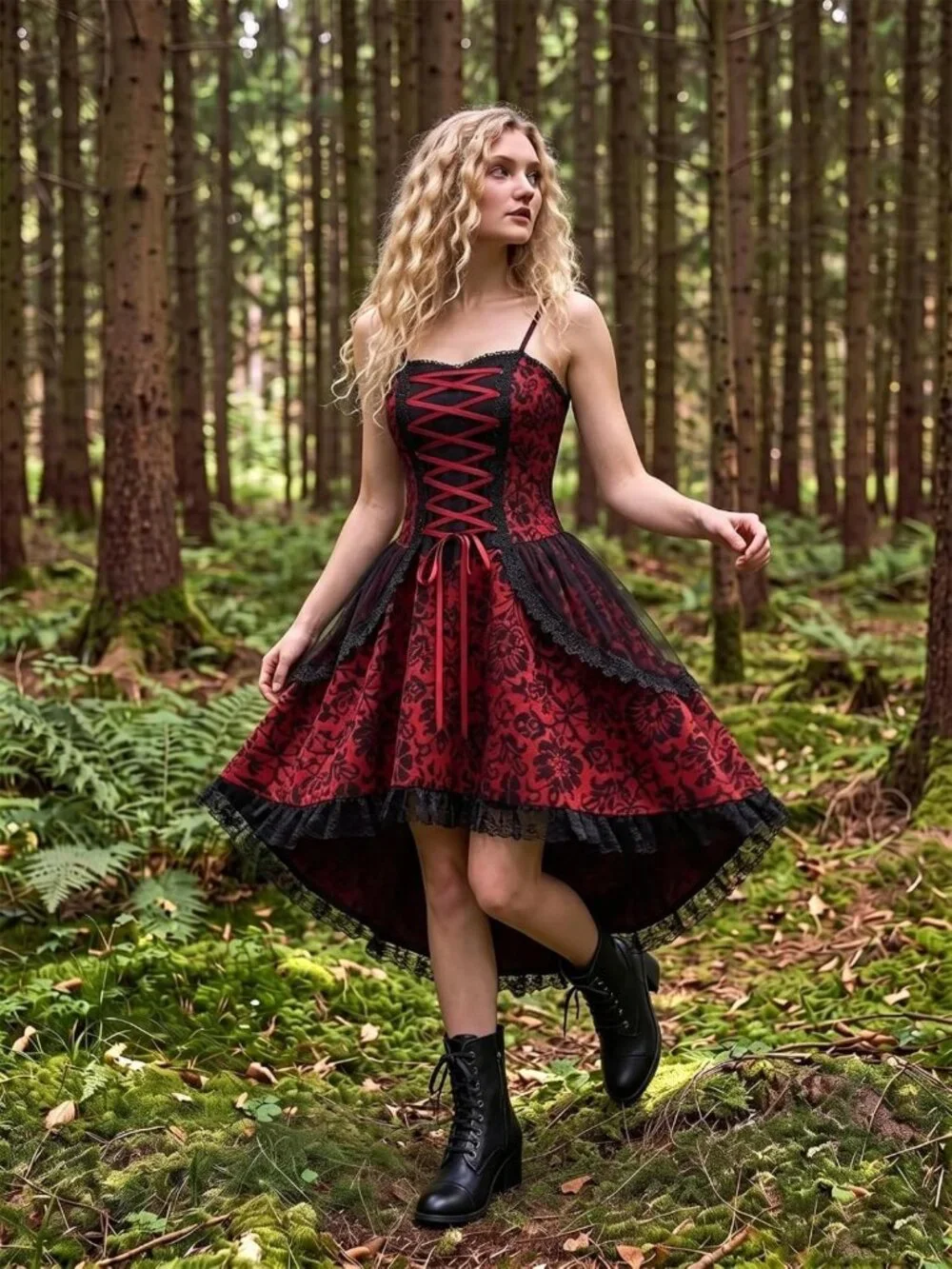 Chic Women's Victorian Lace-Up Ankle Boots with Side Zipper & Chunky Mid Heel